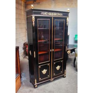 Bookcase Showcase 2 Doors Boulle Marquetry Napoleon Napoleon III