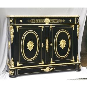 Grand Meuble d'Appui 2 Portes Marqueterie Boulle Napoléon Napoleon III