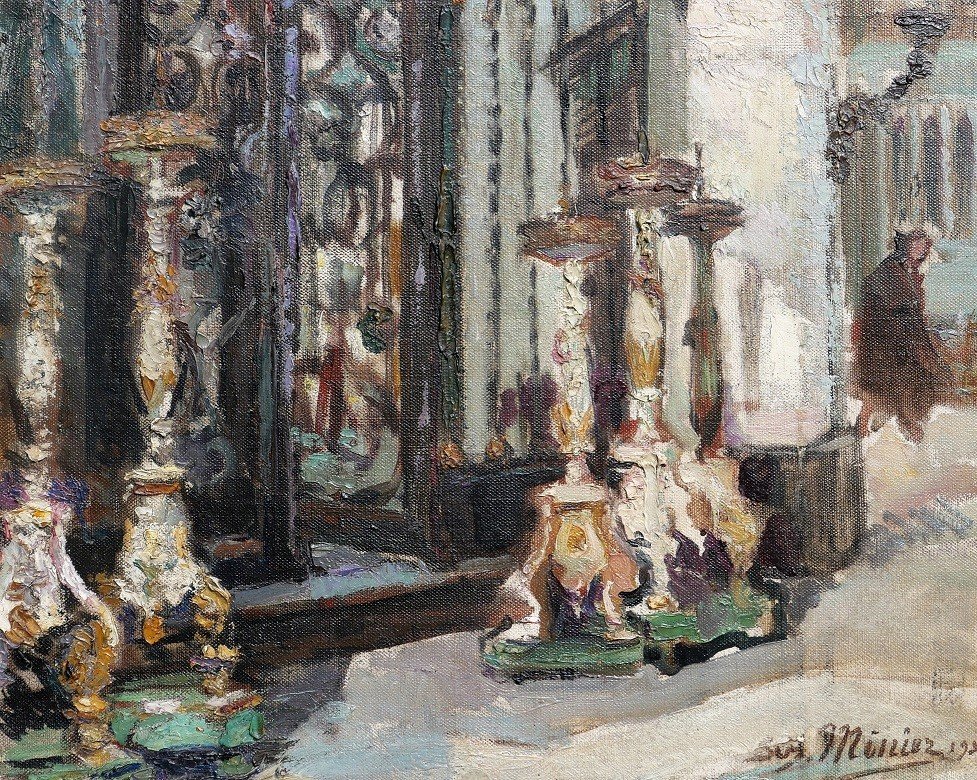 Suzanne MINIER (1884-1955) Intérieur d'église, tableau, 1933-photo-4