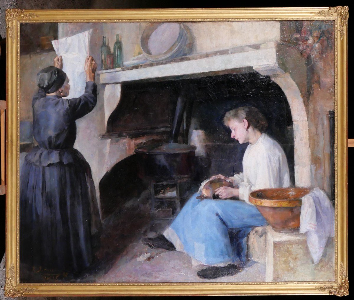 Raphael LEWINSOHN (1863-1923) Femmes dans leur intérieur, très grand tableau, 1890-photo-2