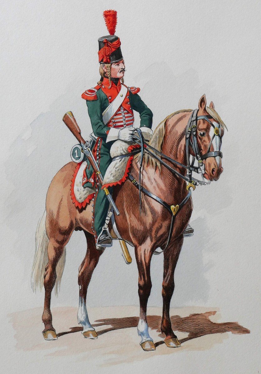 Proantic Charles Brun 1825 1908 Portrait Of A Hunter On Horseback 179