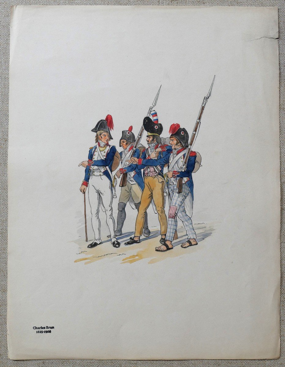 Charles Brun 1825-1908 Soldiers Of The Empire Or Of The Directory, Drawing, Napoleon-photo-2