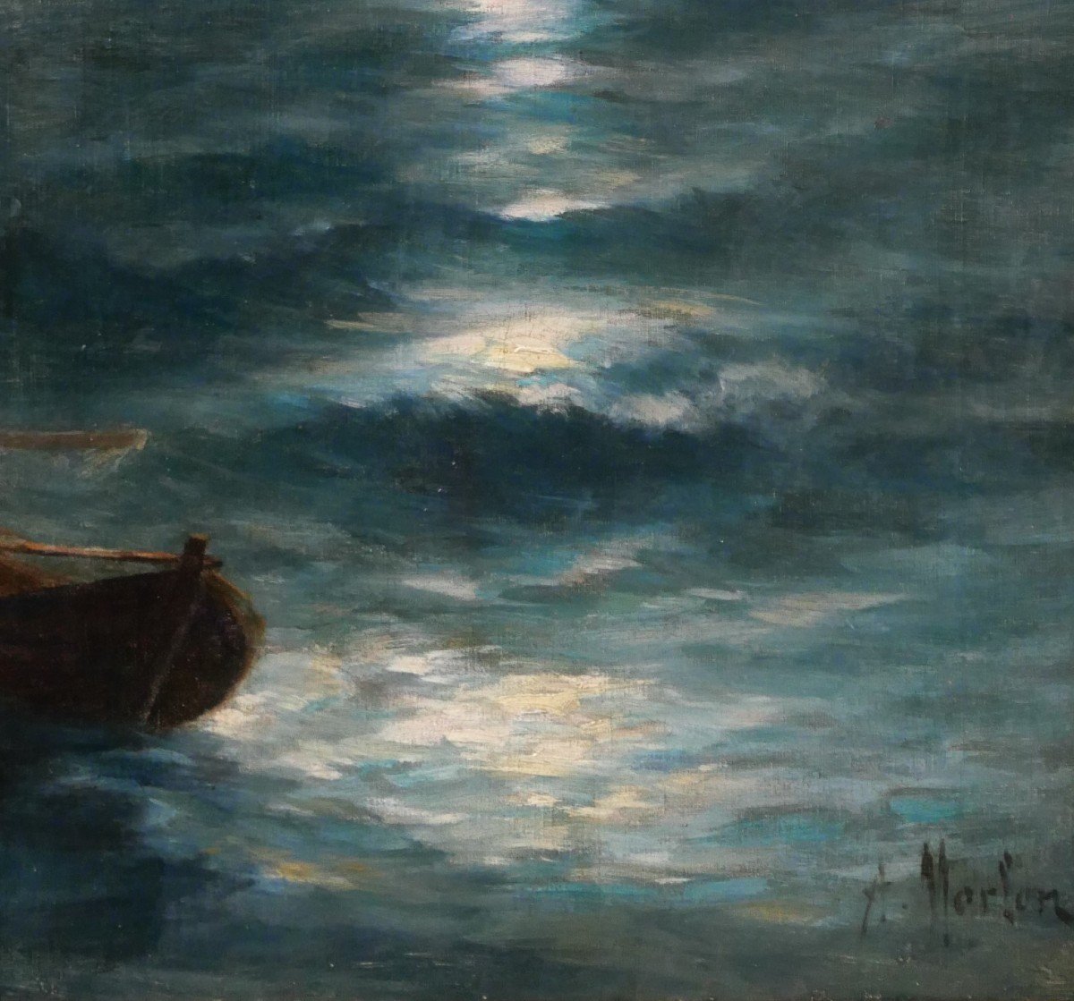 Antoine Morlon 1834-1913 Christ Savior, Painting, Salon, 1887, Boat, Sea, Religion-photo-3