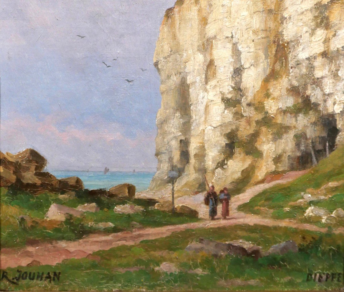 René Jouhan 1835-1927 Landscape Of Dieppe (normandy), Painting, Circa 1890-1900-photo-4