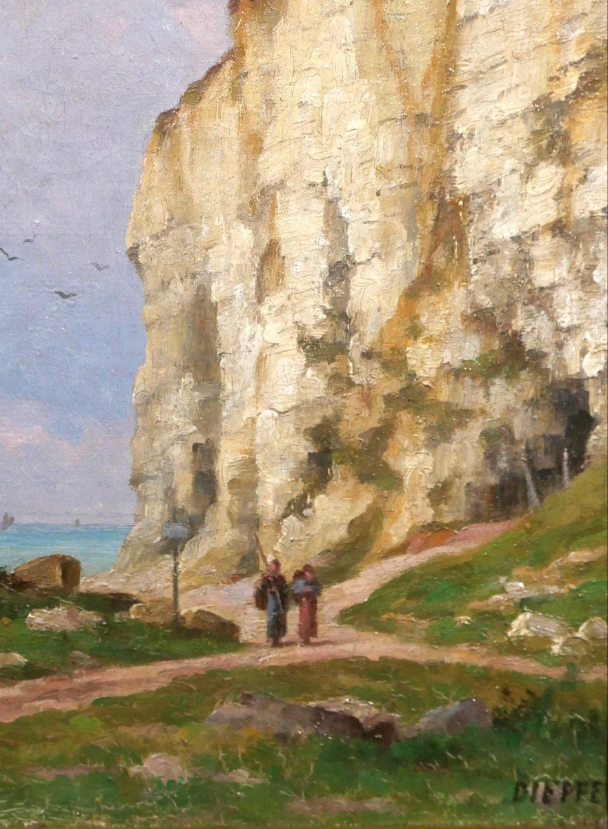 René Jouhan 1835-1927 Landscape Of Dieppe (normandy), Painting, Circa 1890-1900-photo-3