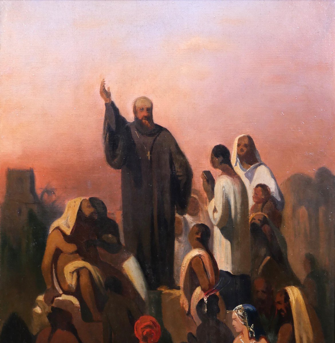 Casimir De Balthasar 1811-1875 Saint François-xavier Preaching In India (?), Painting, Circa 1850-photo-3