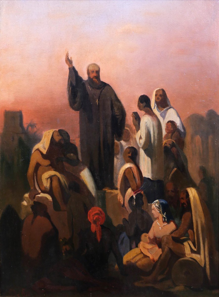 Casimir de Balthasar 1811-1875 Saint François-Xavier préchant aux Indes (?), tableau, vers 1850