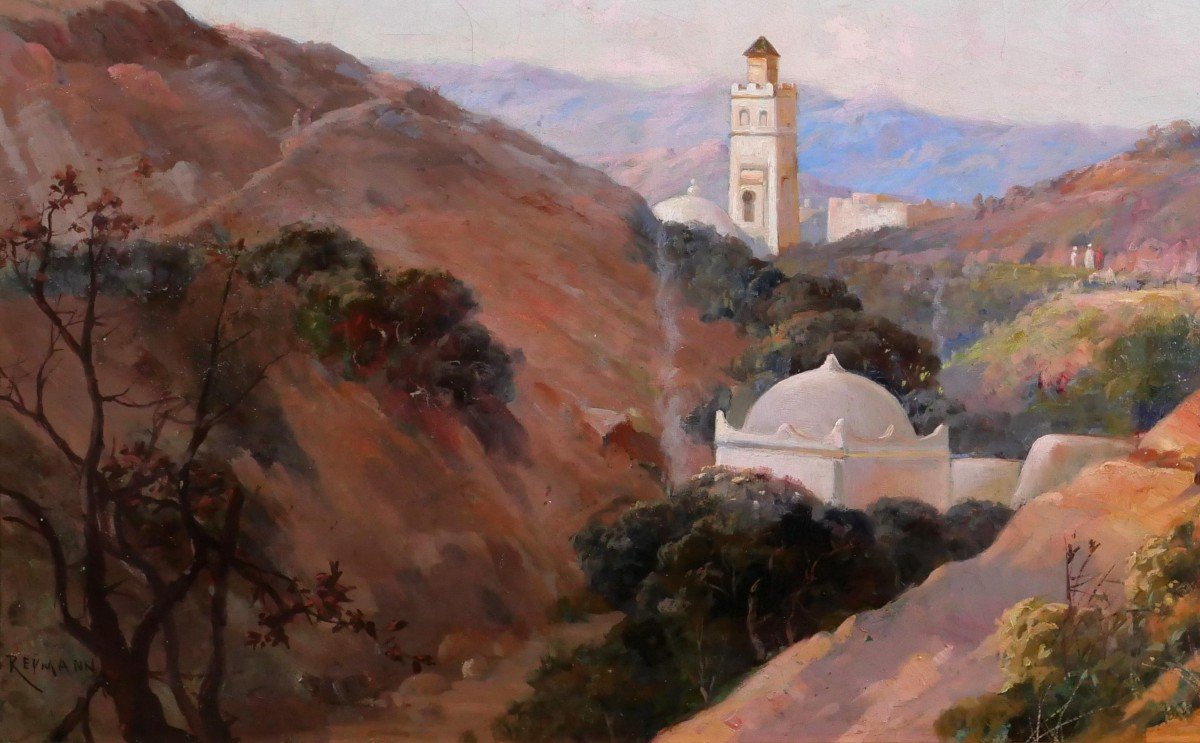 Joseph Jacques Reymann, Algeria, Oriantalist Landscape, Painting, Circa 1880-90-photo-4