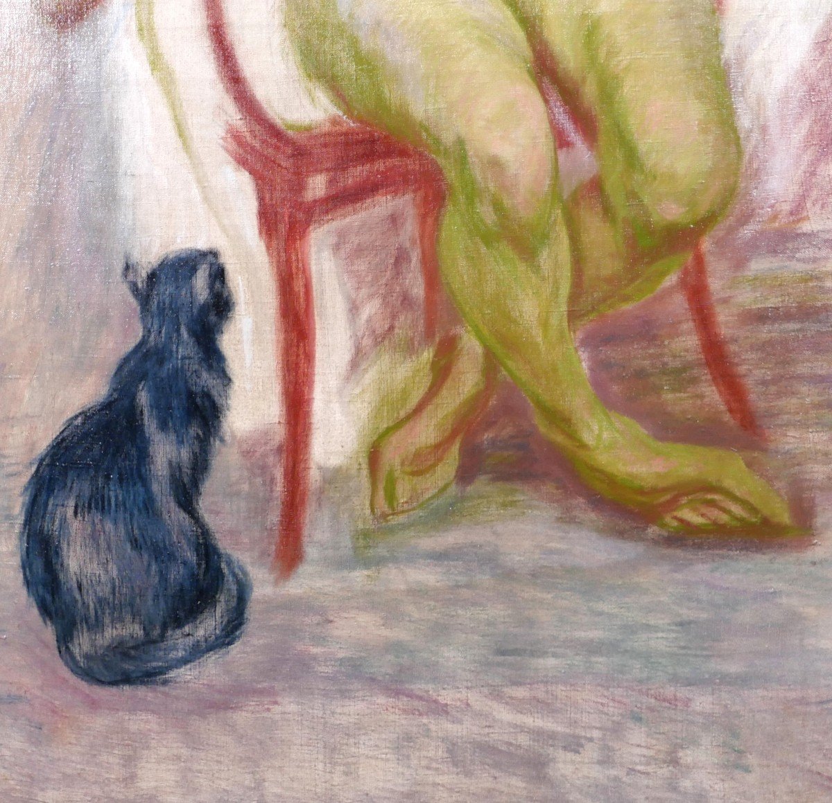 Raphaël-Léon Leguilloux 1871-1938 Femme nue et son chat, tableau, vers 1910-photo-4