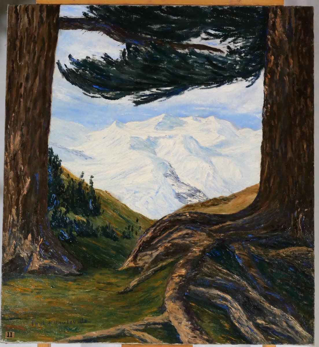 Paul d'Hauteville, Switzerland, Landscape Of The Bernese Alps, Painting, Circa 1930-photo-2
