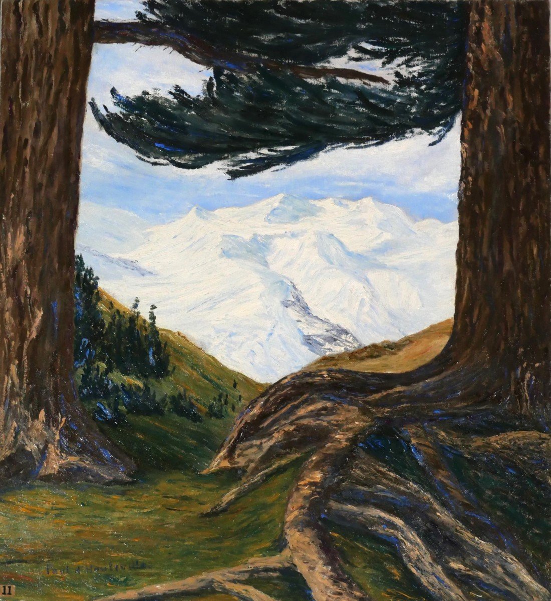 Paul d'Hauteville, Switzerland, Landscape Of The Bernese Alps, Painting, Circa 1930