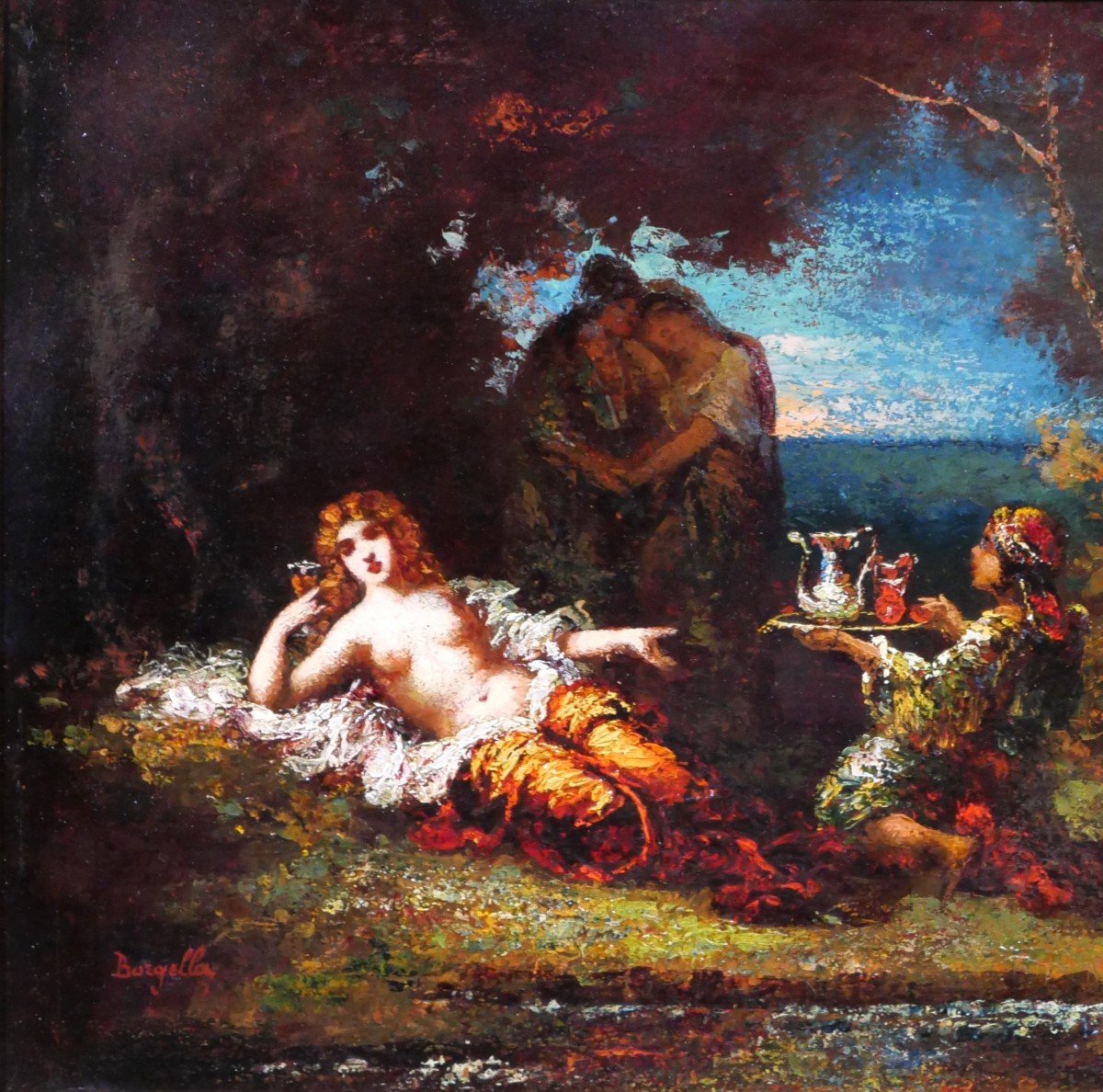 Frédéric BORGELLA 1833-1901 La favorite du harem, tableau, vers 1880-photo-3