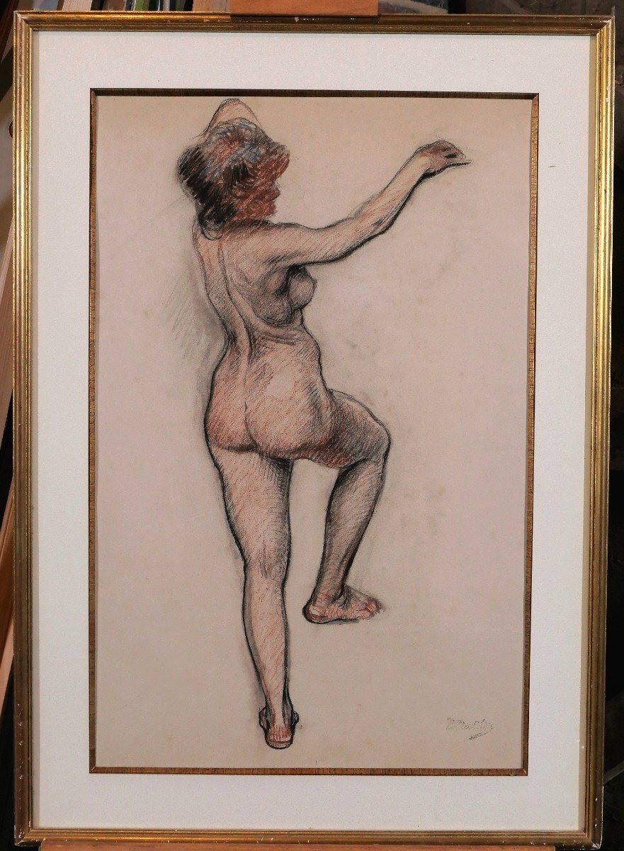 Paul Madeline 1863-1920 Femme nue, grand pastel, vers 1900-photo-2