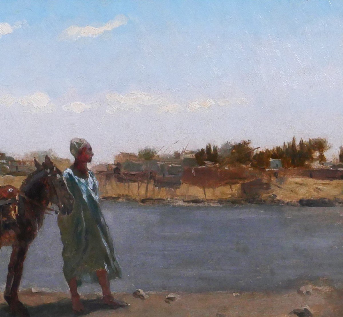 Antoine Van Hammée (att. To) 1836-1903 Orientalism, Landscape, Man And Donkey, Painting, Circa 1888-photo-2