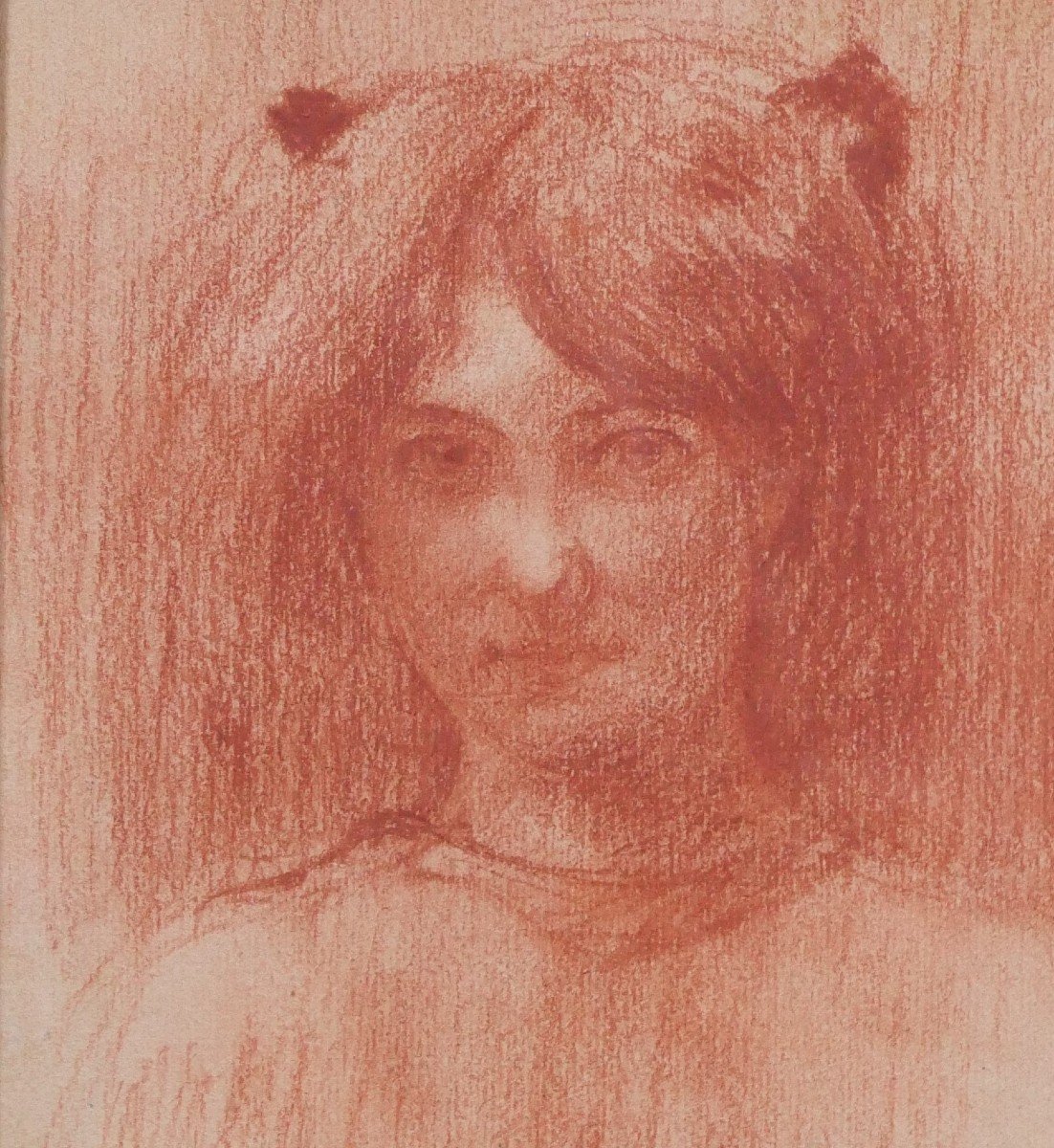 Julien Jacques Leclerc 1885-1972 Portrait Of A Mysterious Woman, Drawing, Circa 1910-photo-1