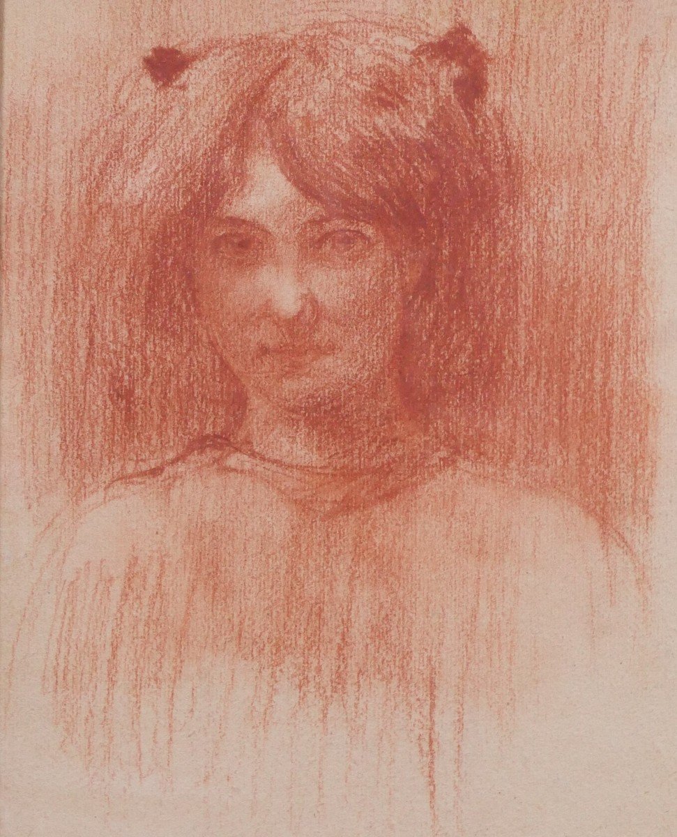 Julien Jacques Leclerc 1885-1972 Portrait Of A Mysterious Woman, Drawing, Circa 1910