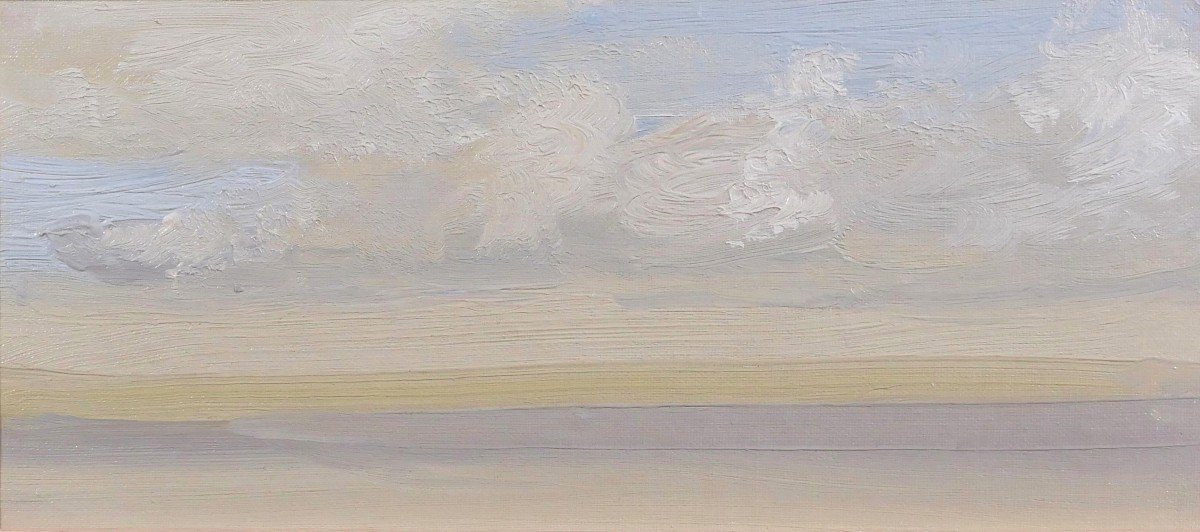 Alfons VERHEYEN 1903-1990 Etude de ciel, effet en bleu et vert, vers 1940-50