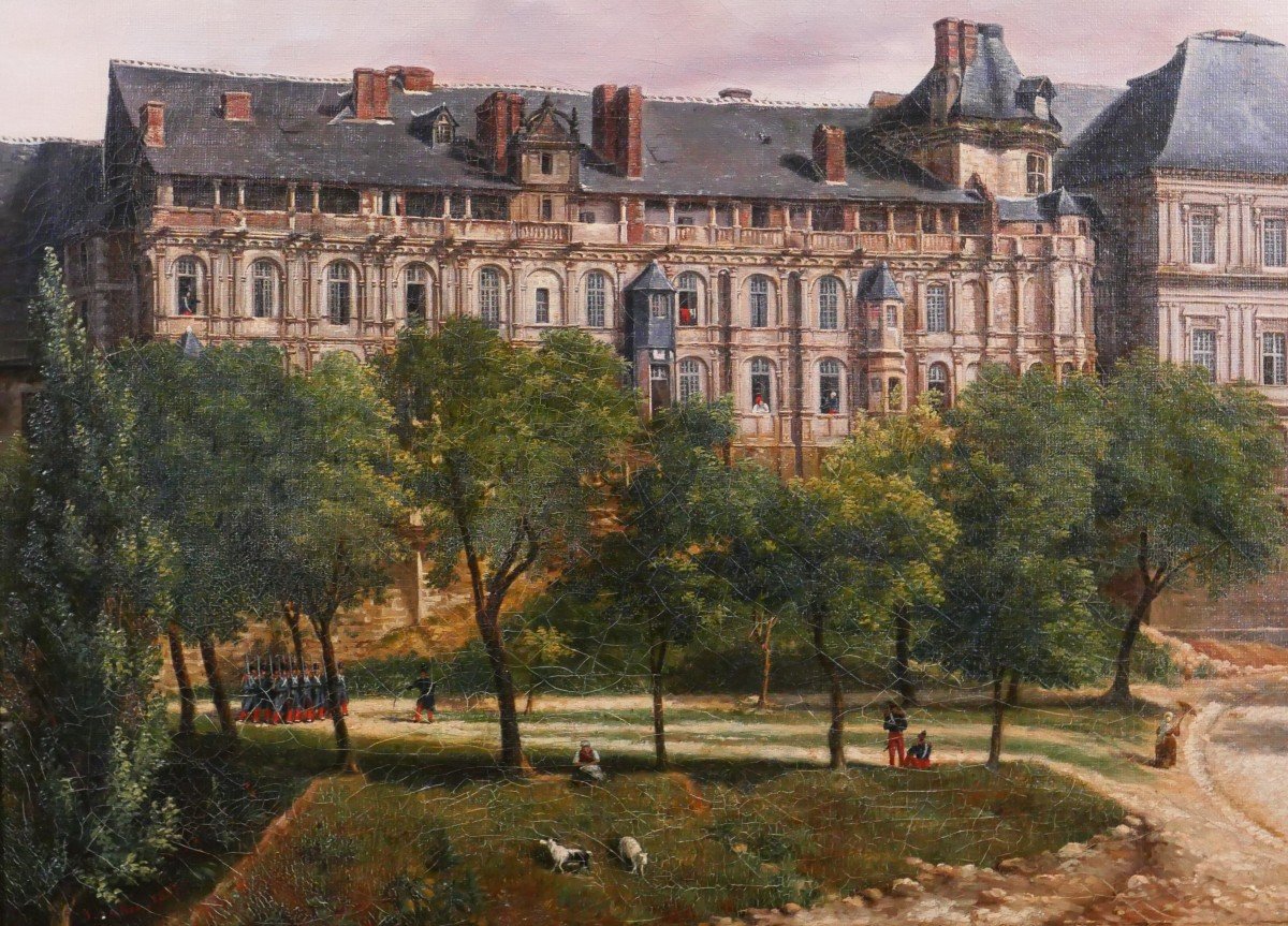 Philippe Vallée, 19th Century, Blois, The Castle, The François 1st Building, Painting, 1837-photo-4
