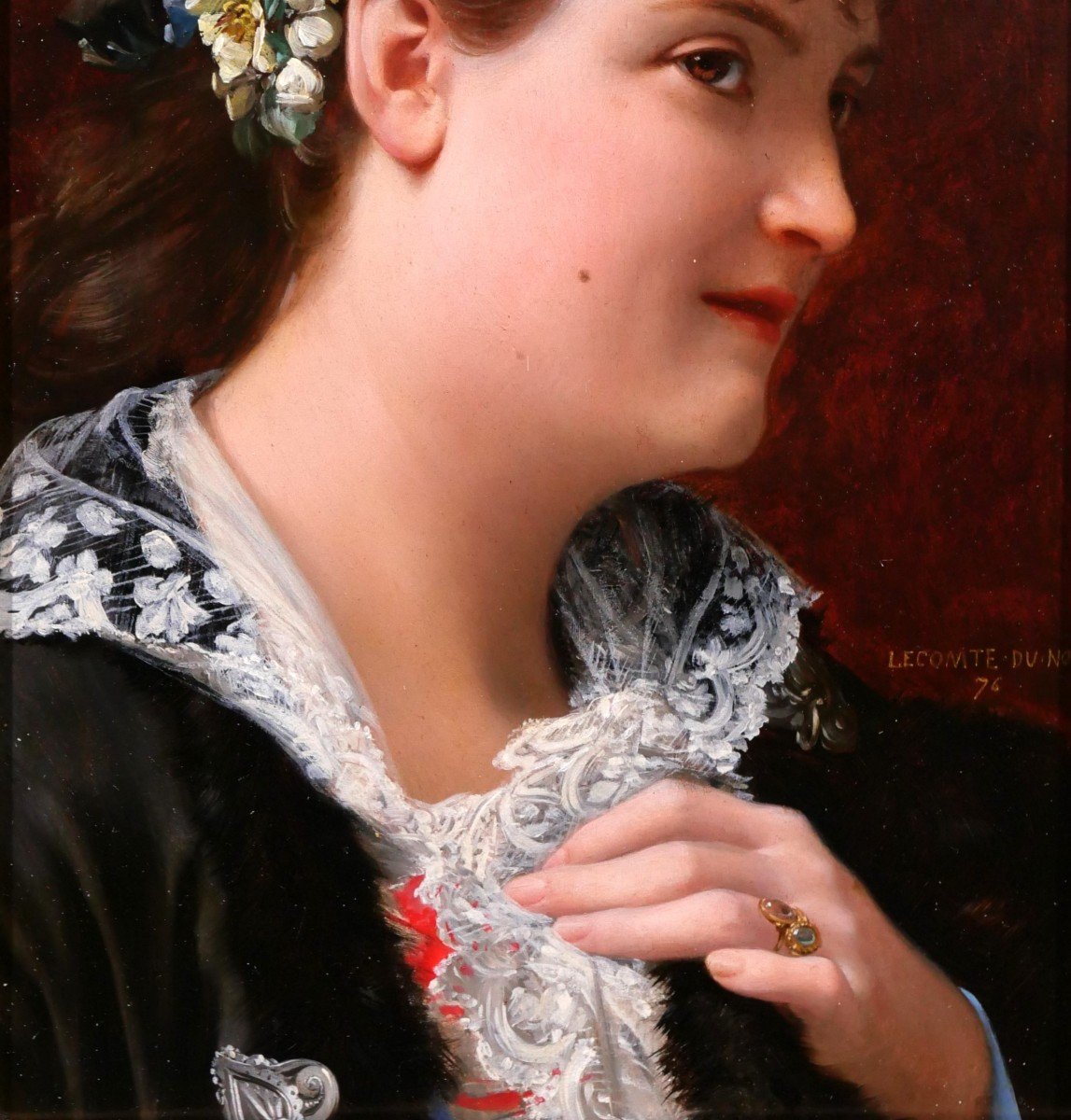 Jean Jules Antoine Lecomte Du Noüy 1842-1923 Portrait Of A Woman, Painting, 1876-photo-4