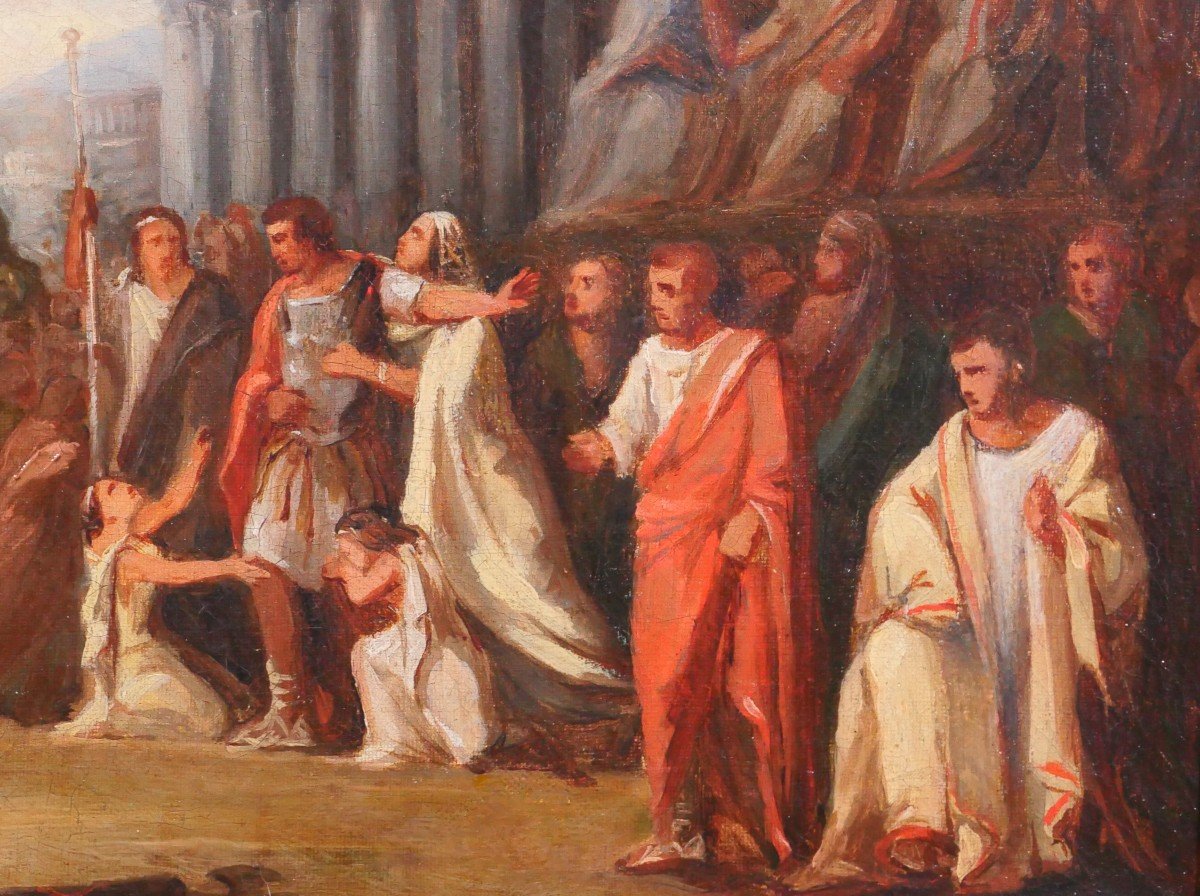 French School Circa 1785-90 Coriolanus Leaves His Family To Go Into Exile, Painting-photo-3