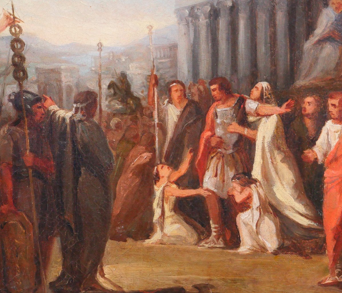 French School Circa 1785-90 Coriolanus Leaves His Family To Go Into Exile, Painting-photo-4