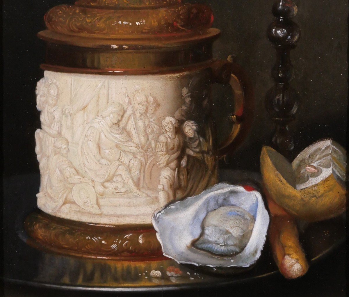 German School Circa 1800 Still Life With An Ivory Mug, Painting-photo-4