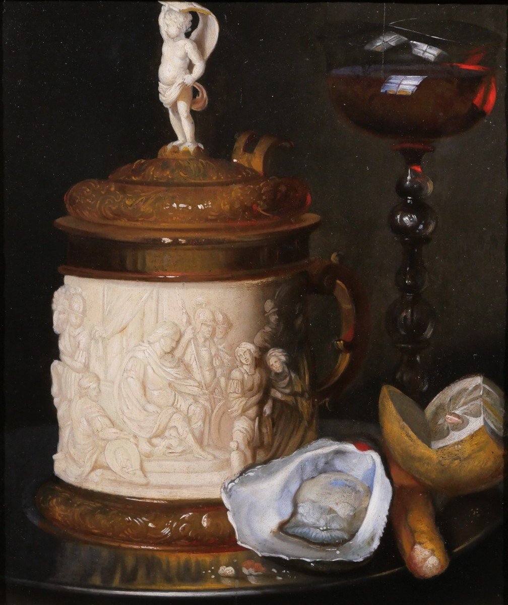 German School Circa 1800 Still Life With An Ivory Mug, Painting