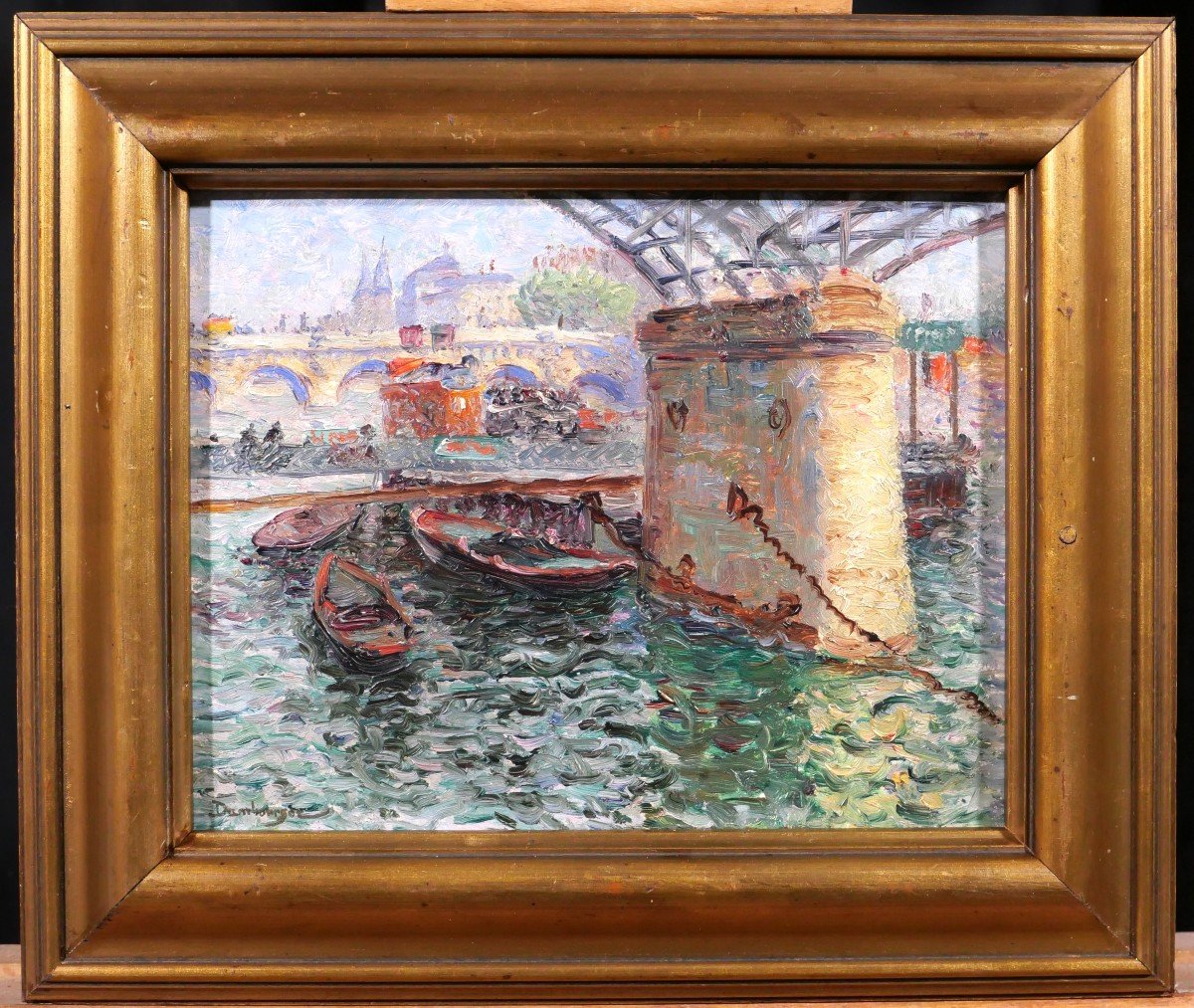 Edouard Jean Dambourgez 1844-1931 Paris, The Seine Under The Pont Des Arts, Painting, Circa 1900-photo-2