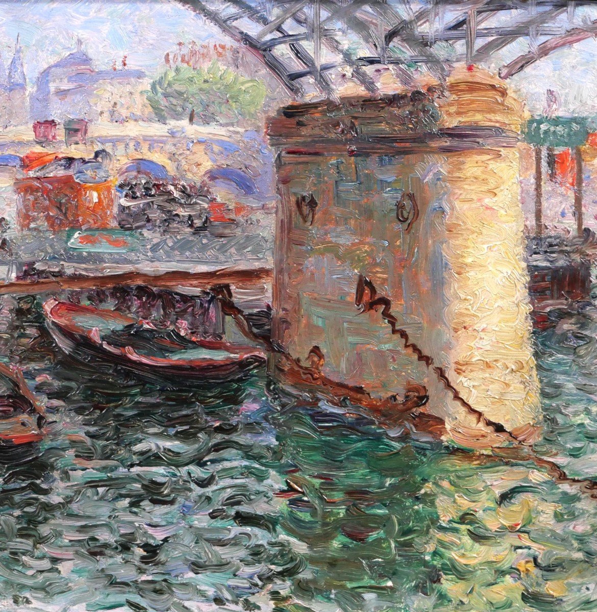 Edouard Jean Dambourgez 1844-1931 Paris, The Seine Under The Pont Des Arts, Painting, Circa 1900-photo-4
