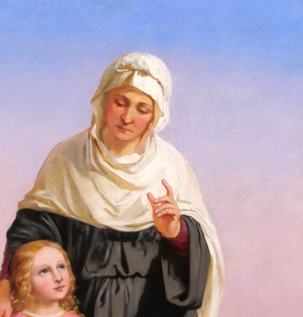 Melchior Paul Von Deschwanden 1811-1881 Saint Anne And The Virgin Mary, Painting, 1873-photo-2