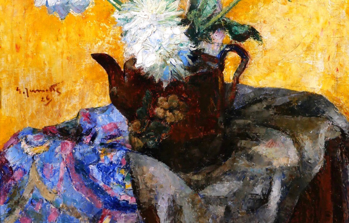 Georges Jamotte 1880-1940 Bouquet Of Flowers, Painting, 1926-photo-4