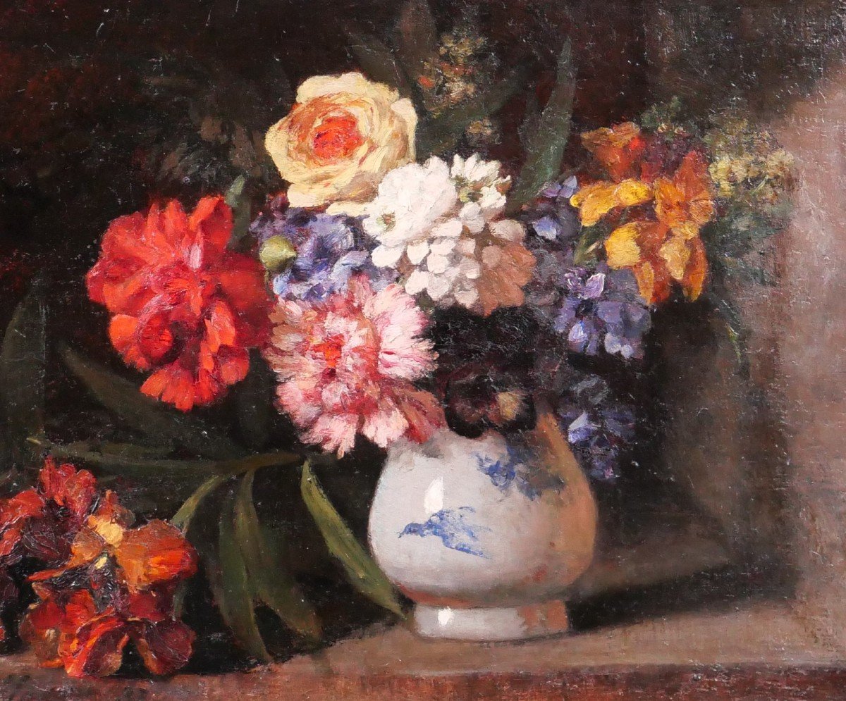 Ernest-antony Guillaume 1831-1884 Still Life Of Flowers, Painting, 1883-photo-4