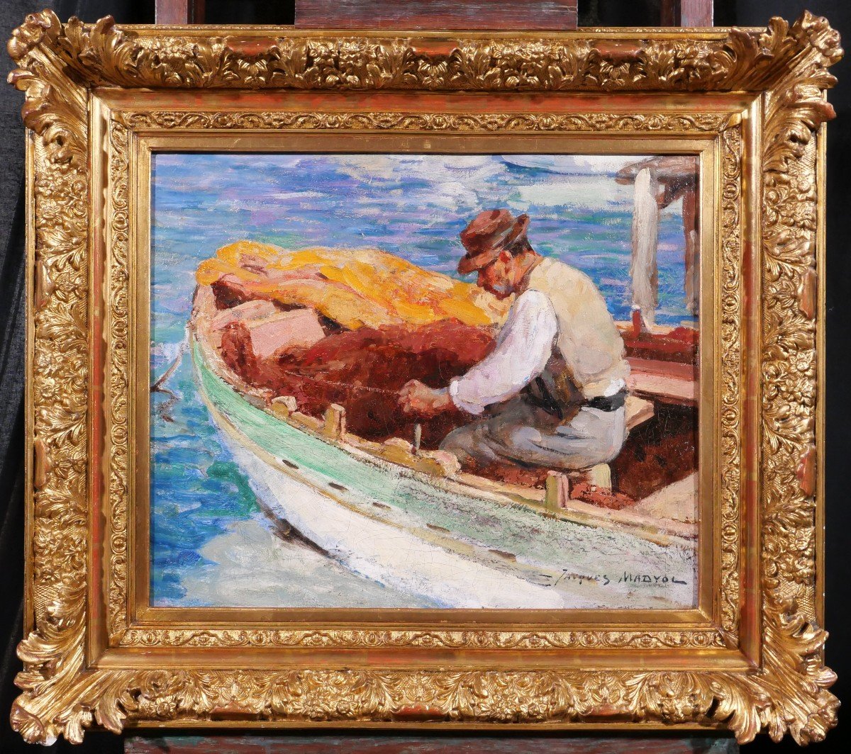 Jacques Madyol 1871-1950 Fisherman In Toulon, Painting, Circa 1920-photo-2