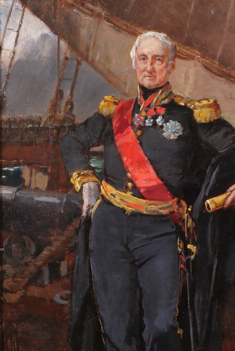 Victor CHAVET 1858 Portrait du Vice-Amiral Jacques Bergeret, tableau Versailles, marine-photo-1