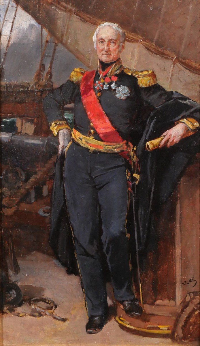 Victor CHAVET 1858 Portrait du Vice-Amiral Jacques Bergeret, tableau Versailles, marine