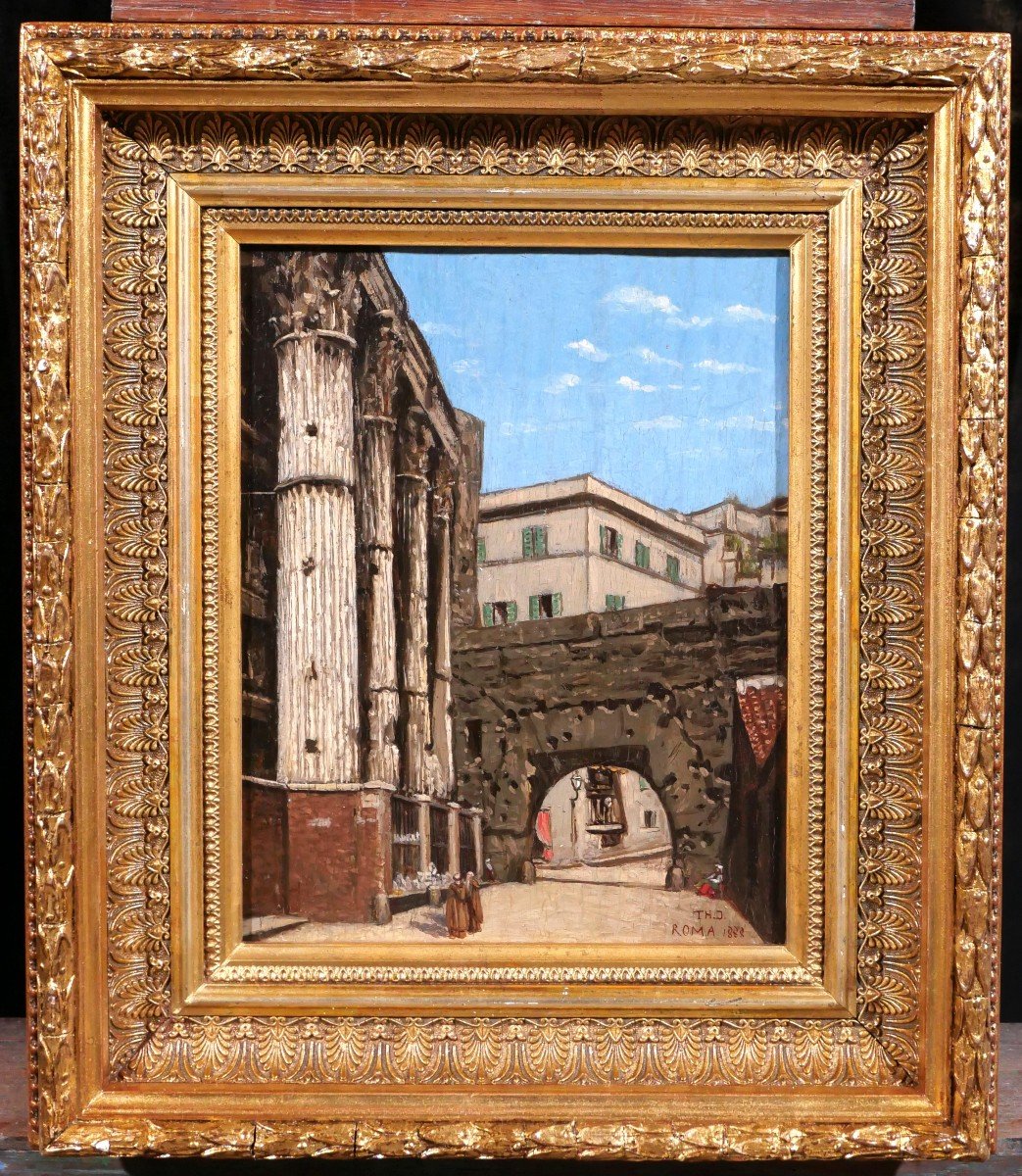 French School 1888, Italy, Roma, View Of The Mars Ultor Temple On The Nerva Forum, Painting-photo-2