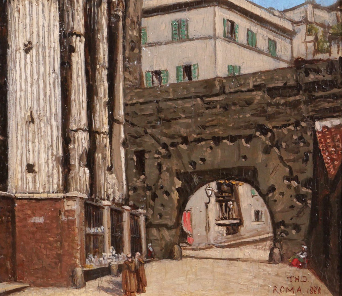 French School 1888, Italy, Roma, View Of The Mars Ultor Temple On The Nerva Forum, Painting-photo-4