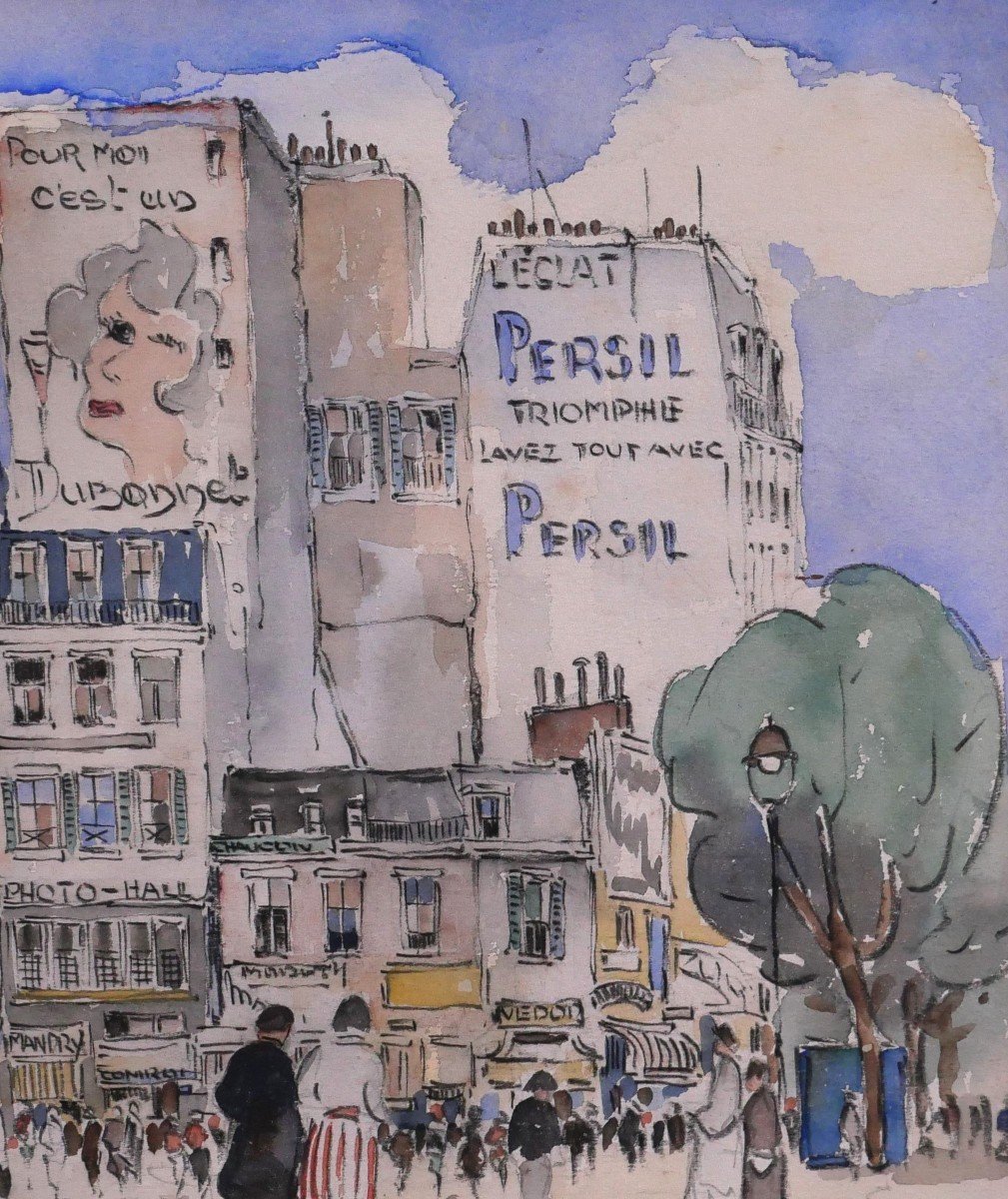 Hans Molenaar 1914-1989 Paris, Boulevard Rochechouart, Circa 1940, Landscape Drawing-photo-2