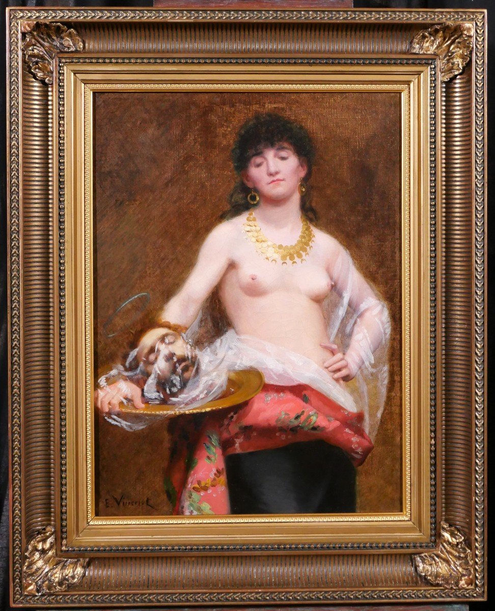 Eugène-Méry VINCENT 1869-1906 Salomé avec la tête de Jean-Baptiste, tableau, femme nue-photo-2