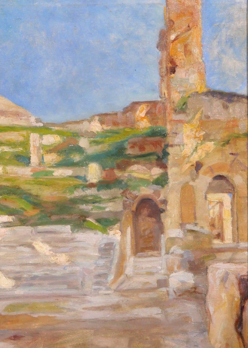 Nikos XENOS 1908-1984 Grèce, Athènes, vue de l'Acropole, tableau ruines Antiquité 1931-photo-2