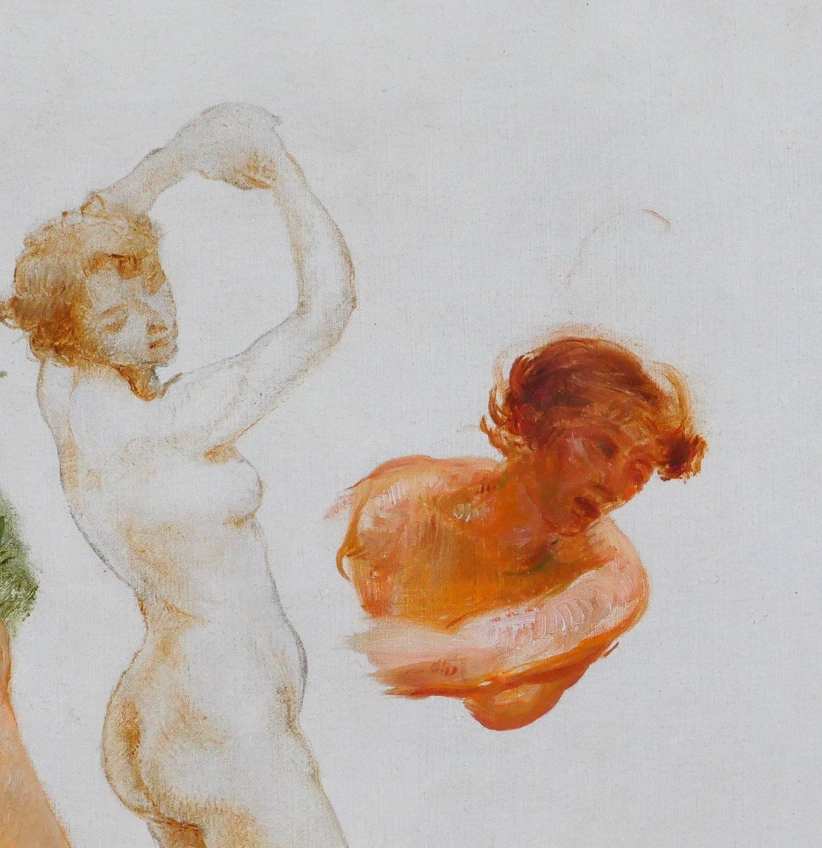 Gaston La Touche 1854-1913 Studies Of 3 Naked Women, Painting, Circa 1900-photo-2