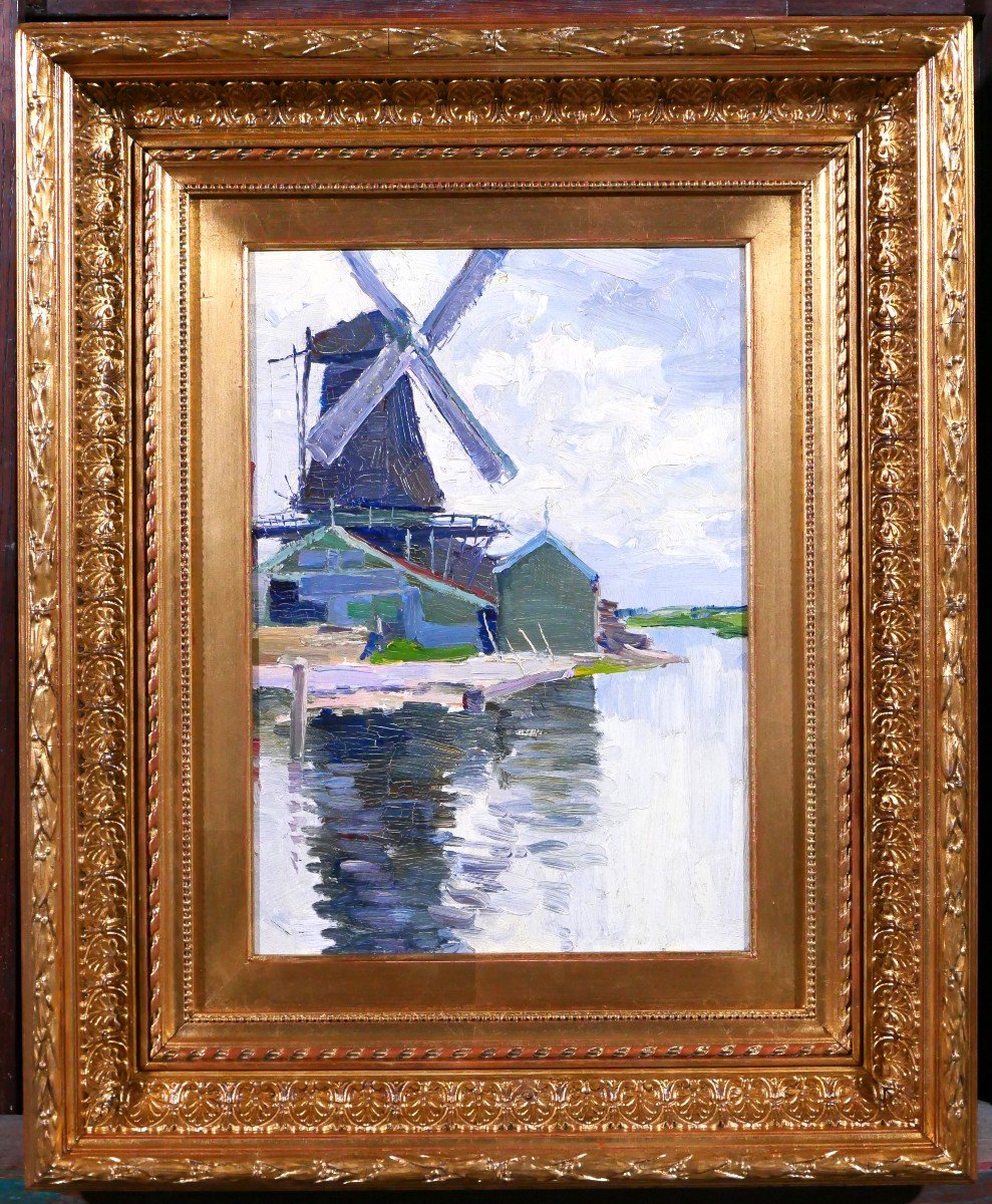 Georges BUYSSE 1864-1916 Moulin en Belgique, tableau, 1888-photo-2