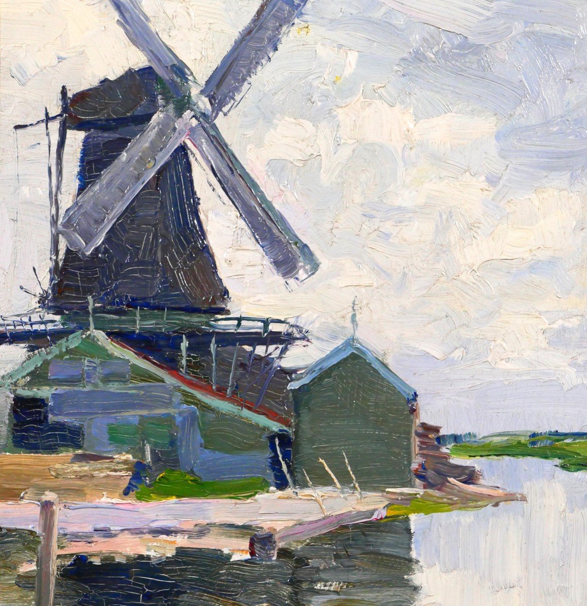 Georges BUYSSE 1864-1916 Moulin en Belgique, tableau, 1888-photo-3