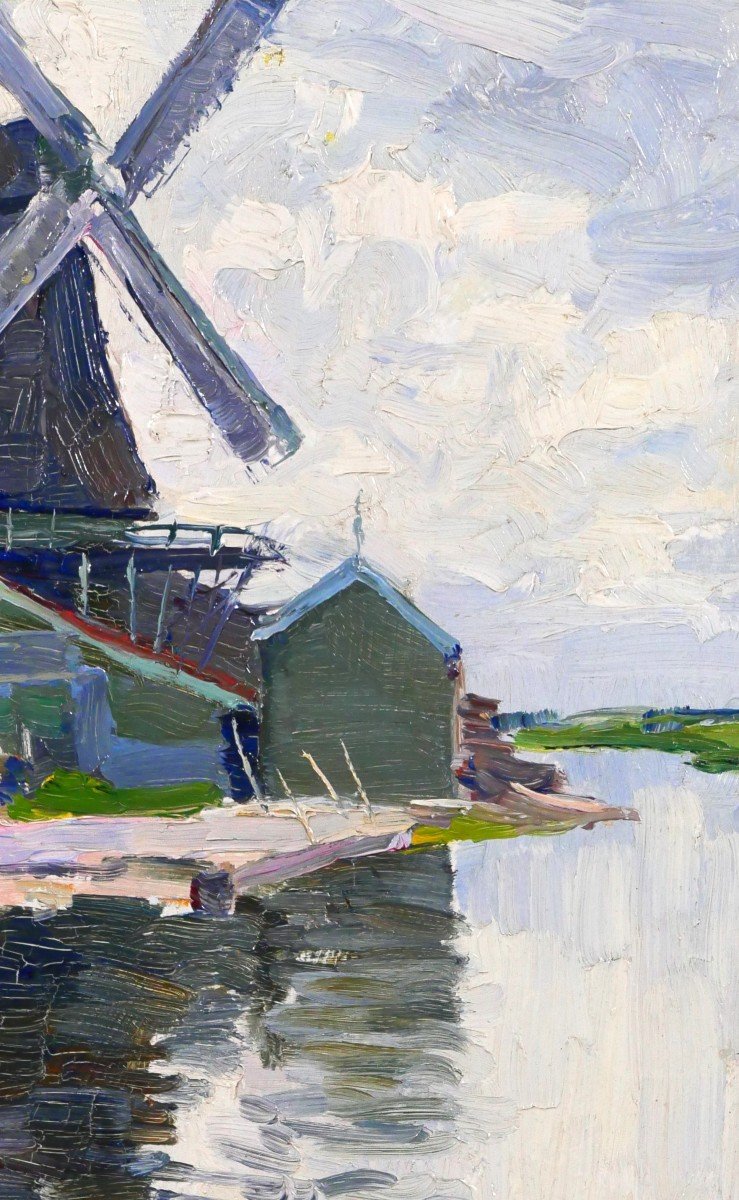 Georges BUYSSE 1864-1916 Moulin en Belgique, tableau, 1888-photo-2