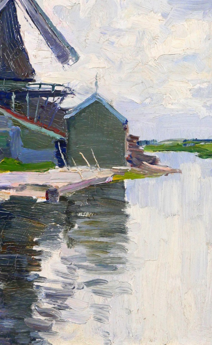 Georges BUYSSE 1864-1916 Moulin en Belgique, tableau, 1888-photo-3