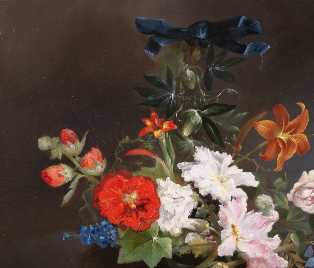 Charles Riviere, 19th, Still Life Of Flowers, Painting, 1857-photo-1