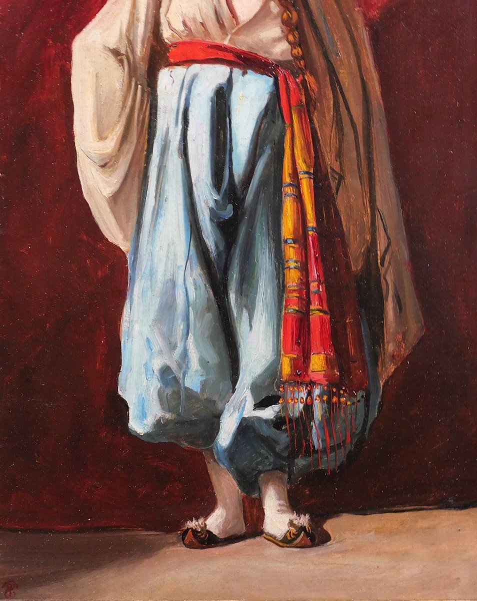 Emile Tremblay 1855-1935 Portrait Of A Woman In Oriental Costume, Painting, Circa 1900-photo-4