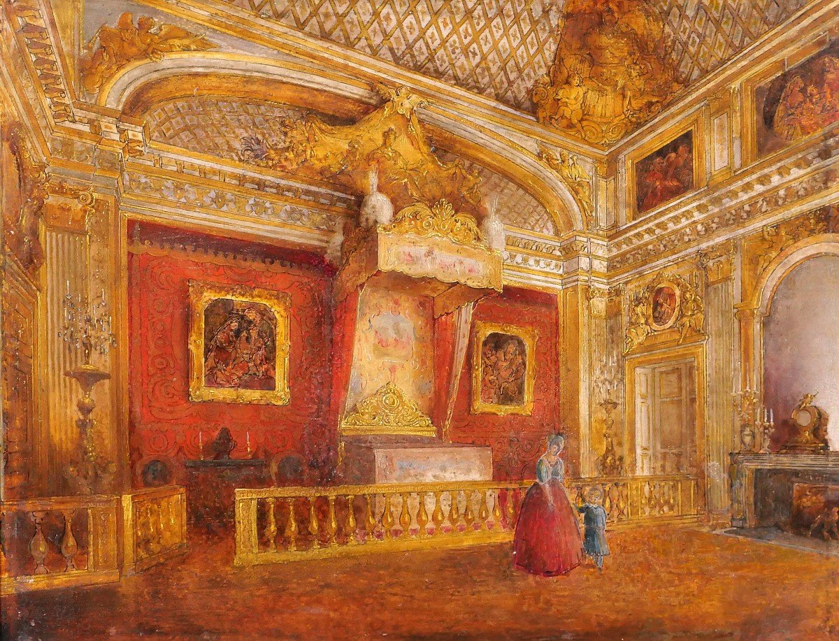 French School Circa 1830-40 Versailles, The King's Bedroom, Painting