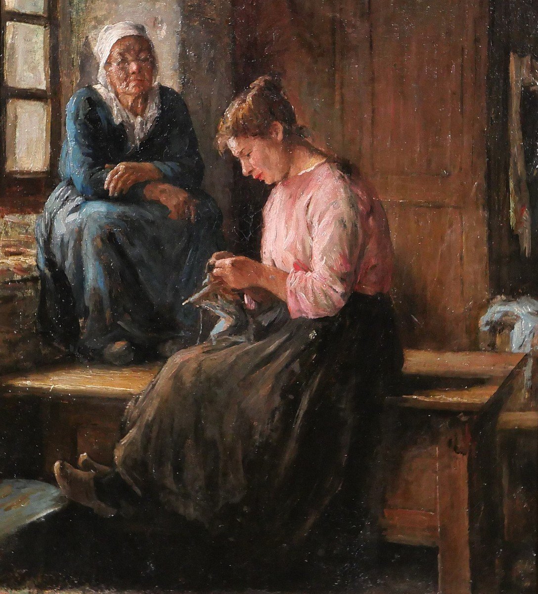 Auguste-laurent Boulard 1852-1927 Women In An Interior, Painting, Circa 1880-90-photo-4