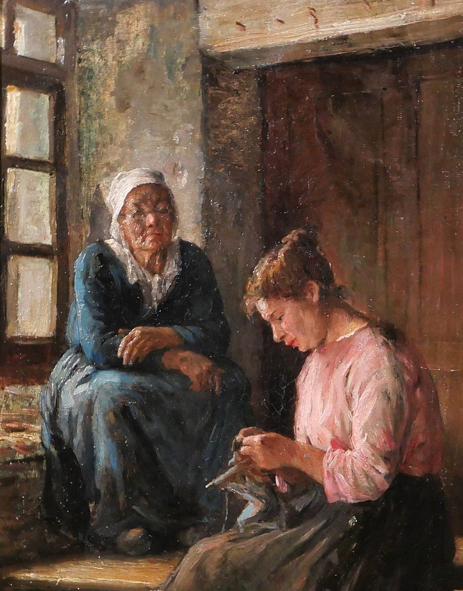 Auguste-laurent Boulard 1852-1927 Women In An Interior, Painting, Circa 1880-90-photo-1